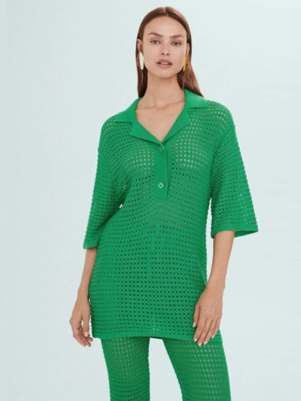 Simon Miller X Mango women's knitted tunic long top openwork.